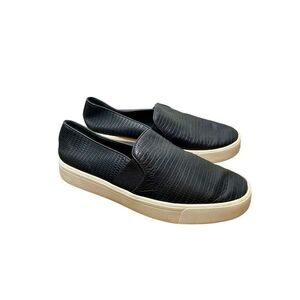 Vince Women's Slip-On‎ Loafers Shoes Size 6.5 Leather Black Snake Print